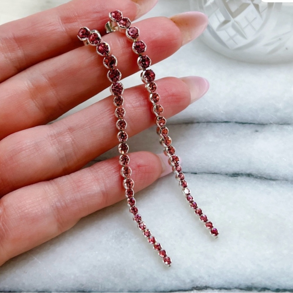 Elegant Silver and Pink Drop Earrings